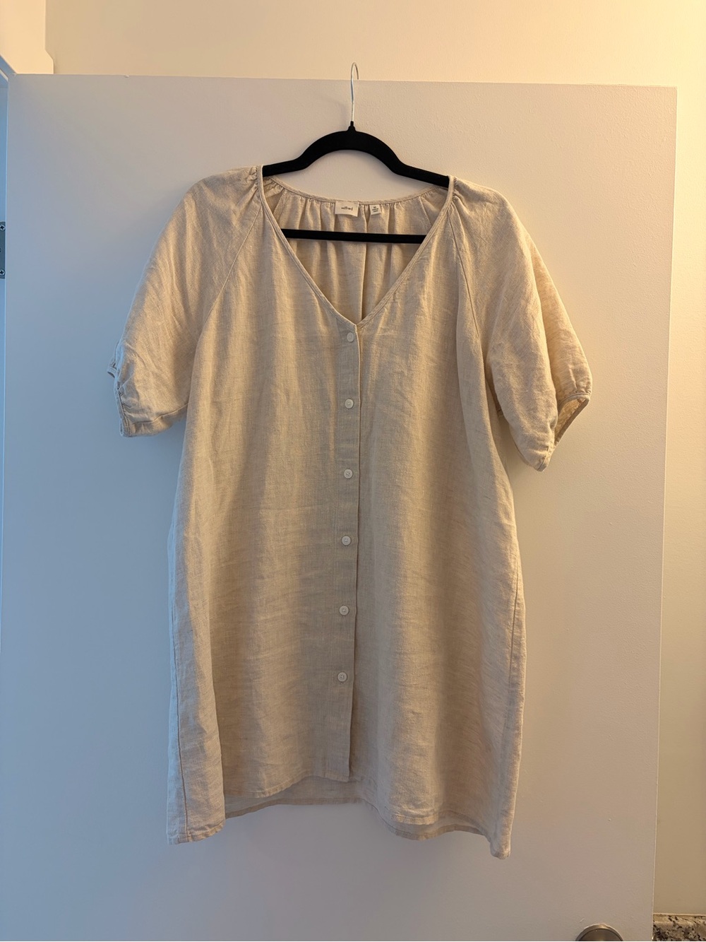 Wilfred Cream Button-Front Linen Dress